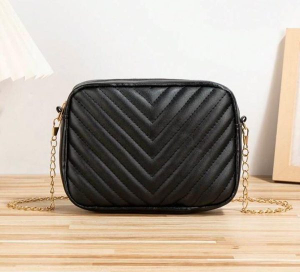 Horizontal Square Shaped Shoulder Bag | Pu Leather Bag For Girls & Women (black)